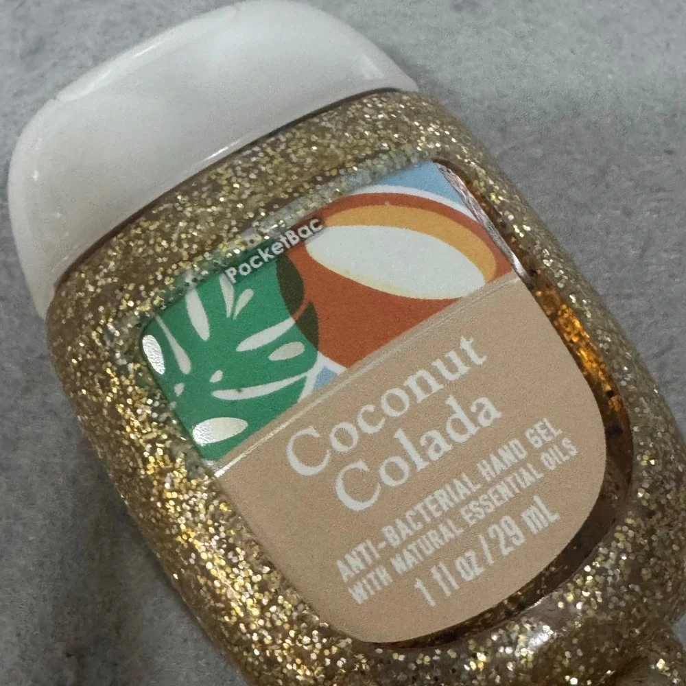 Bath & Body Works Hand Sanitizer Gold Glitter Coconut Colada PocketBac 1oz